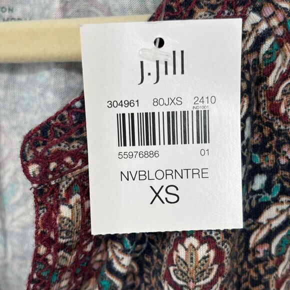 J. Jill Pure Jill Printed & Embroidered Knit Tunic Multi Colored Size XS NWT - Picture 5 of 8